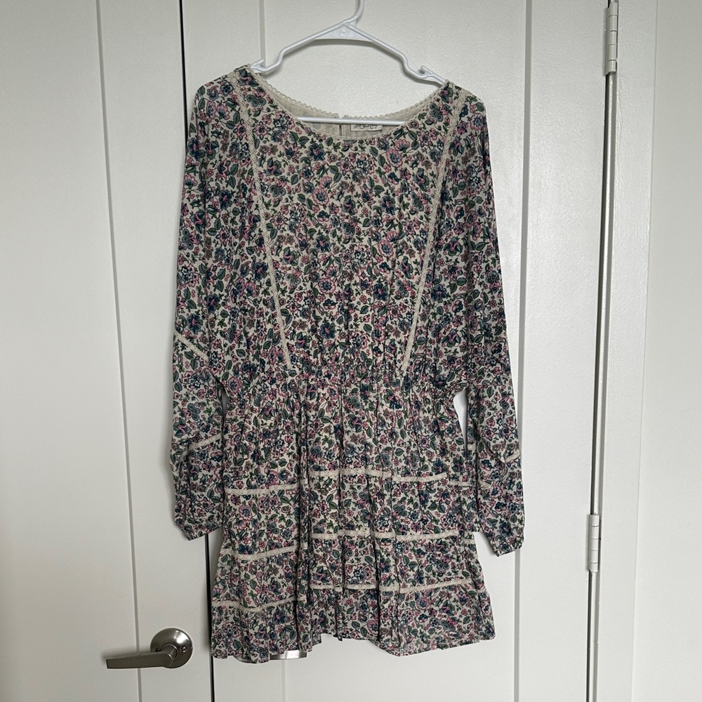 LoveShackFancy Girls' Floral Tiered Dress - Pink & Green